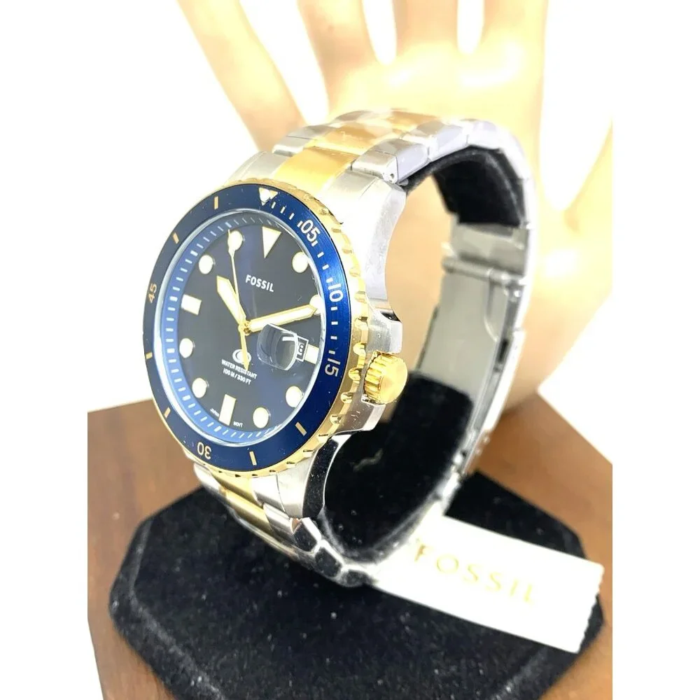 Fossil Men's Watch FS6034 Dive Quartz Blue Dial Two Tone Stainless Steel 42mm